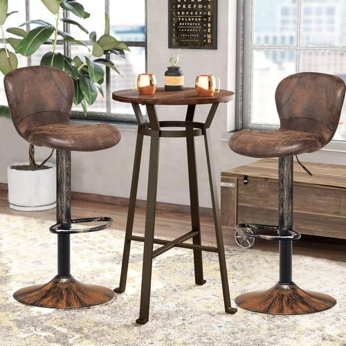 Tabourets De Bar Pivotants Lot De 2, Chaise De Bar Industrielle Avec Repose-pieds, Marron Rustique