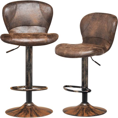 Tabourets De Bar Pivotants Lot De 2, Chaise De Bar Industrielle Avec Repose-pieds, Marron Rustique