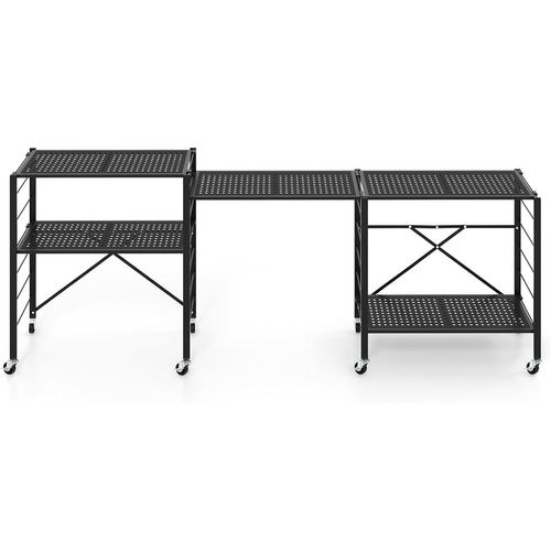 Étagère De Cuisine Pliable à 5 Niveaux, Étagère Garage Autoportante Avec Roues,noir