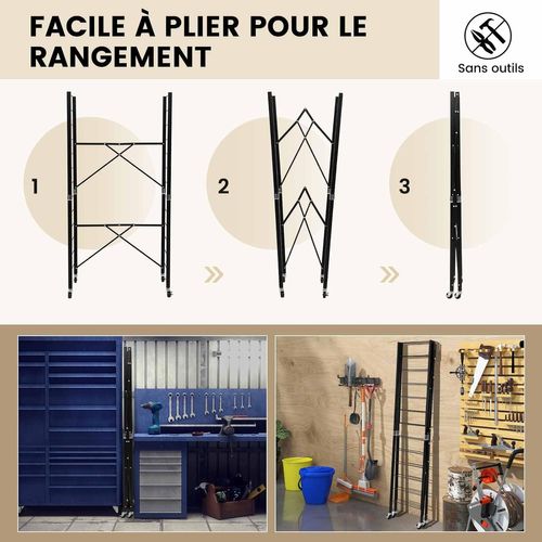 Étagère De Cuisine Pliable à 5 Niveaux, Étagère Garage Autoportante Avec Roues,noir