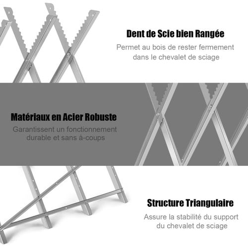 Chevalet De Sciage Pliable En Acier Charge,tréteau Portable Avec Dents De Scie à Encoches