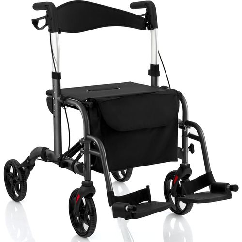 Déambulateur à 4 Roues Pliable En Aluminium,réglables En Hauteur 85-98 Cm  Repose-pieds Pliable