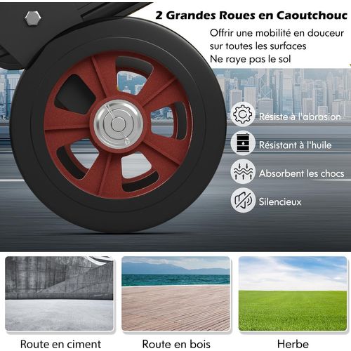 Diable De Transport Métallique Avec 2 Roues En Caoutchouc , Chariot De Manutention Crochet