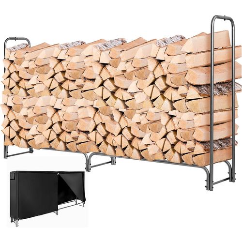 Range Bûche Extérieur Avec Housse Pvc Imperméable,abri Bûche Rangement Bois 36-61cm De Long(240 Cm)