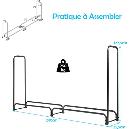 Range Bûche Extérieur Avec Housse Pvc Imperméable,abri Bûche Rangement Bois 36-61cm De Long(240 Cm)