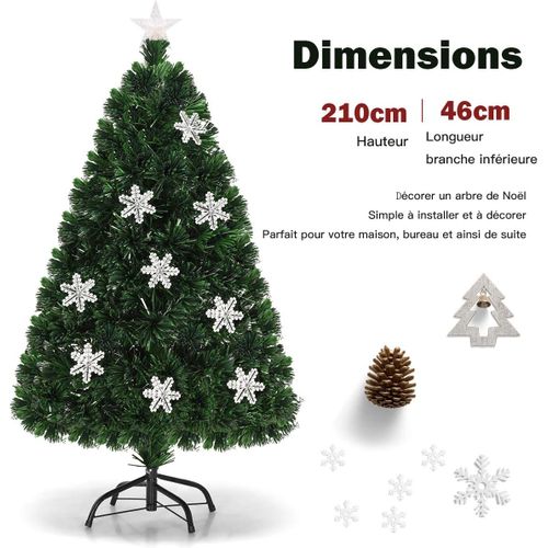 Sapin De Noël Artificiel à Fibre Optique Pré-éclairé 120 Cm, Blanc Avec Feuilles Irisées