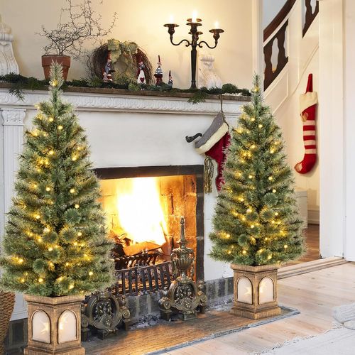 Sapin De Noël Artificiel 120 Cm, Avec Aiguilles De Pin, 116 Branches, 100 Lumières LED,télécommande