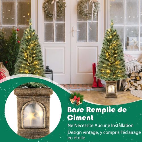 Sapin De Noël Artificiel 120 Cm, Avec Aiguilles De Pin, 116 Branches, 100 Lumières LED,télécommande