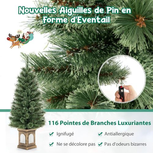 Sapin De Noël Artificiel 120 Cm, Avec Aiguilles De Pin, 116 Branches, 100 Lumières LED,télécommande