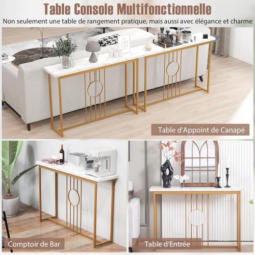 Table Console, Meuble D'entrée En Faux Marbre,kit Anti-basculement Inclus, 120x30x80,5cm