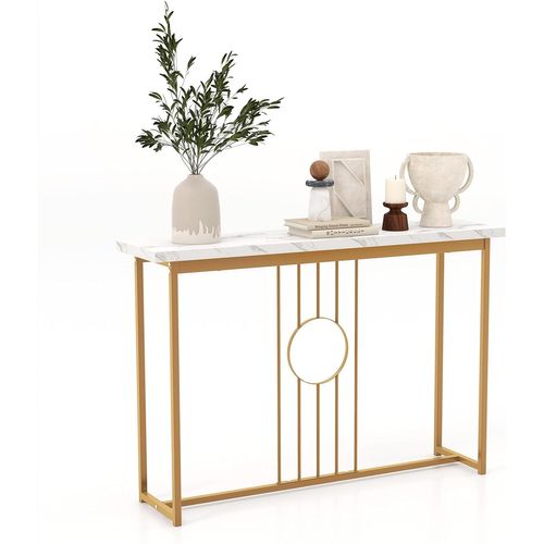 Table Console, Meuble D'entrée En Faux Marbre,kit Anti-basculement Inclus, 120x30x80,5cm