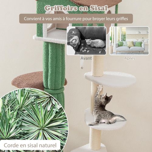 Arbre à Chat En Forme De Cactus Et Peluche Mohair, Griffoir Et Condo, Tour à Chat Avec Dispositif