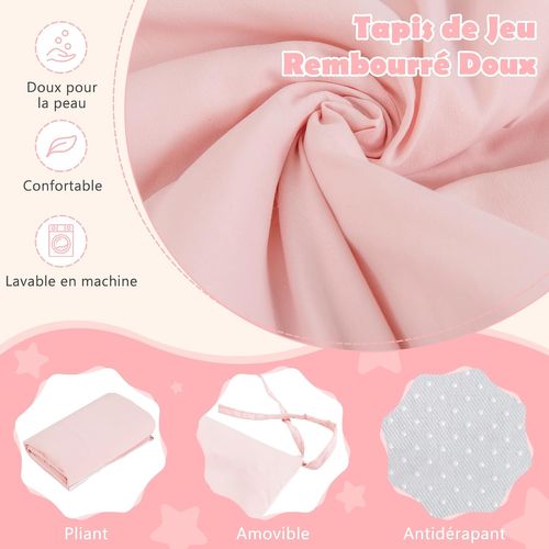 Tente De Jeu Enfants Avec Tapis En Coton, Tente Pour 2-3 Enfants De 3 Ans+, 131 X 91 X 131cm (rose)