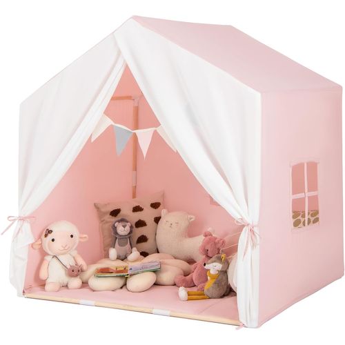Tente De Jeu Enfants Avec Tapis En Coton, Tente Pour 2-3 Enfants De 3 Ans+, 131 X 91 X 131cm (rose)