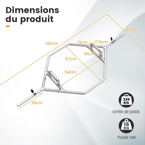 Barre De Piège Hexagonale Olympique D'haltérophilie Charge 363kg, Entraînement De Squats Soulevés