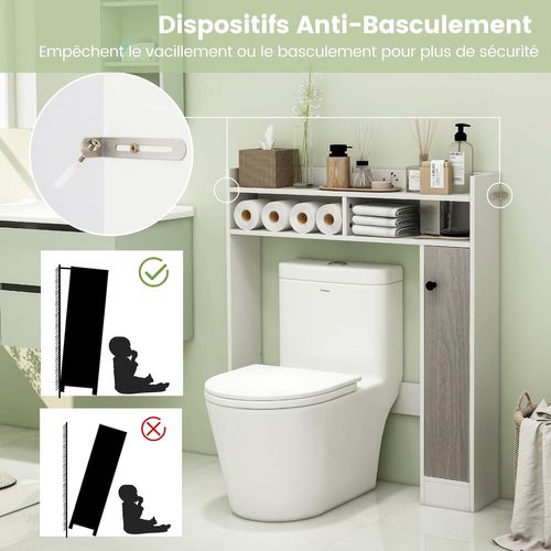 Meuble Wc Au-dessus De Toilettes, Meuble De Salle De Bain , 84 X 17 X 128 Cm (blanc)