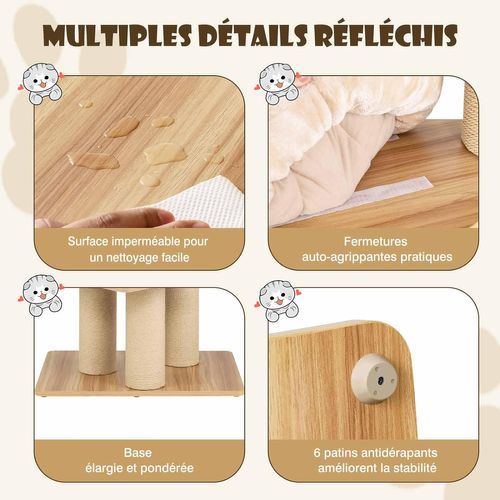 Grand Arbre à Chat Moderne,tour à Chat Avec Poteaux En Sisal, Charge 15kg Pour Chaque Couche, Beige