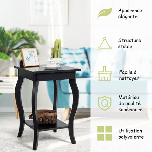 Table De Chevet, Bout De Canapé Carré Avec Patins Antidérapants, Table D'appoint Pour Chambre