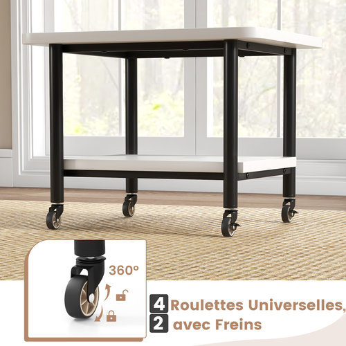 Support D'imprimante à 2 Niveaux, Organisateur De Stockage Pour Chambre, Salon, Bureau (blanc)