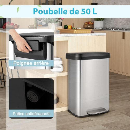 Poubelle Cuisine 50 Litres En Acier Inox, Pour Bureau, Salle De Bain (or Rose)