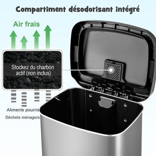 Poubelle Cuisine 50 Litres En Acier Inox, Pour Bureau, Salle De Bain (or Rose)