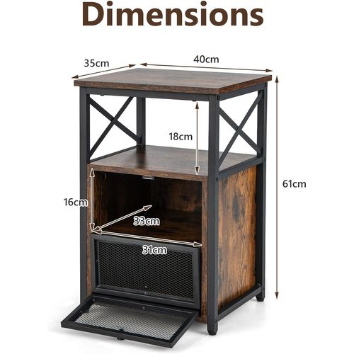 Lot De 2 Bout De Canapé Industriel 2 Étagères, Salon, 61X 40 X 35 Cm