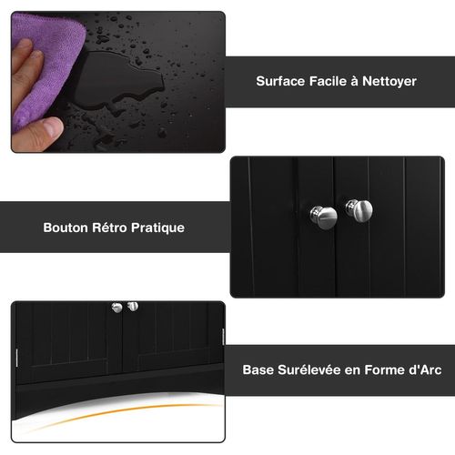 Meuble De Rangement Avec Tiroir Et Etagère, Pour Cuisine, Salon, 32,5 X 60 X 122 Cm, Blanc (noir)