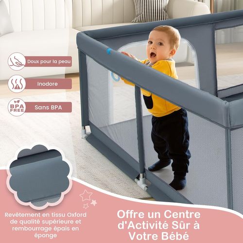 Grand Parc Pour Bébé Avec 50 Balles Océaniques,centre D'activités Pour Bébé,200 X 180x 68 Cm (gris)