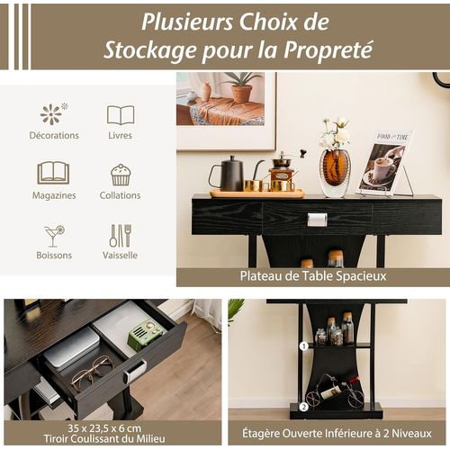 Table De Console Industrielle à 3 Étagères Avec Tiroir,couloir, Entrée, 91 X 30 X 88cm (noir)