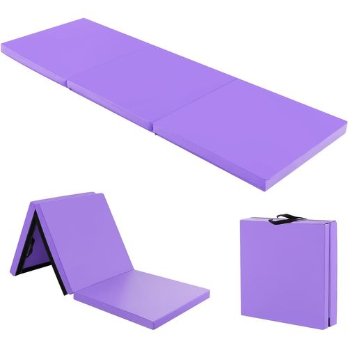 Tapis De Gymnastique Pliable En Mousse Epe, Tapis De Yoga Pliant Avec 2 Poignées,180x60x5cm, Violet