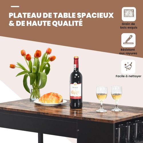 Table Haute Cuisine Avec Tabouret, Mange-debout Avec 3 Étagères, Bar, Studio