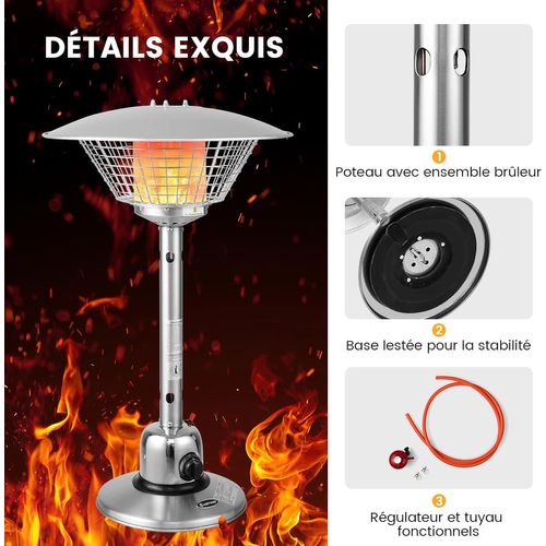 Cheminée De Table Au Gaz Propane De 11 000 Btu, Chauffage Extérieur Portable Protection