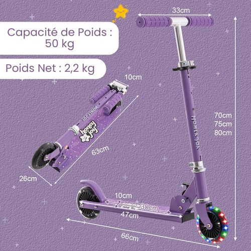 Trottinette Enfant Pliable Avec Roulements Abec-5 ,charge 50kg Pour Enfants De 3 Ans+