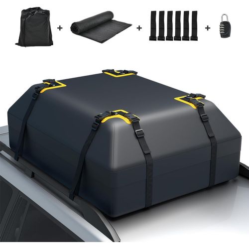 Coffre De Toit Voiture Étanche 0,4m³ , Sac à Bagages Avec Serrure à Combinaison Tapis Antidérapant