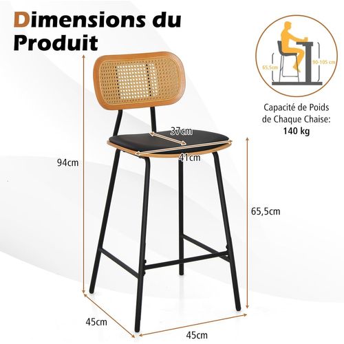 Tabourets De Bar Lot De 2 En Métal,tabouret Cuisine Industriel Pour Restaurant, Bistro, Comptoir
