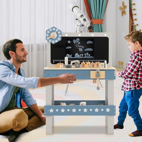 Jouet D'etabli En Bois Pour Enfants Avec 5 Outils Et 56 Accessoires, Jouet Bricolage Enfants