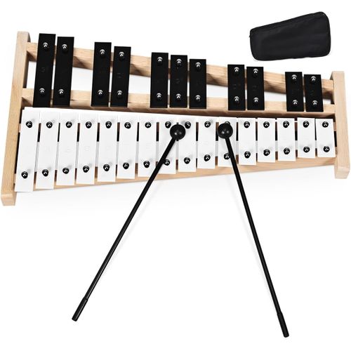 Xylophone à 27 Notes En Aluminium Avec 2 Maillets Et Cadre En Bois, Instrument De Percussion