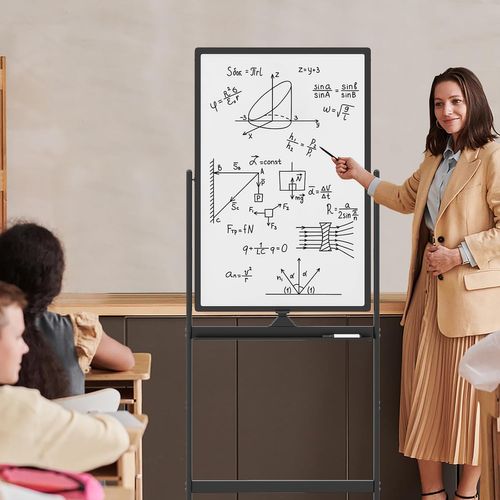 Tableau Blanc Mobile Magnétique Double Face, 60 X 90 Cm, 4 Roulettes, Pour École,bureau (noir)