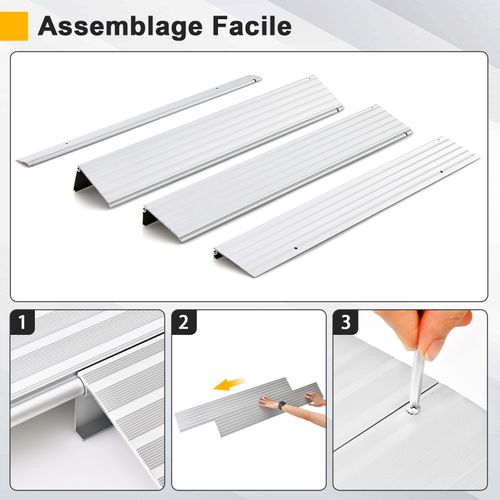 Rampe De Seuil De Porte De 8,5cm Avec Hauteur Réglable,charge 317kg, Pour Fauteuils Roulants