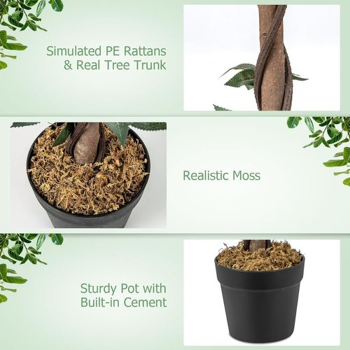 Plante Artificielle En Pot Remplies De Ciment 93cm Avec 21 Roses, Décoration Moderne
