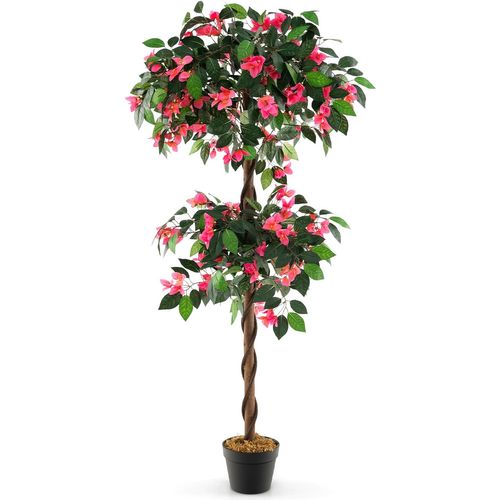 Plante Artificielle En Pot Remplies De Ciment 140cm Avec 252 Fleurs, Décoration Moderne