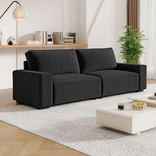 Canapé 3 Places Moderne En Chenille Pour Salon,220x83x88cm,noir
