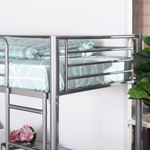 Lit Superposé 2 Personnes 90x190 Cm Métal Argenté
