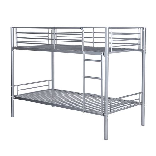 Lit Superposé 2 Personnes 90x190 Cm Métal Argenté
