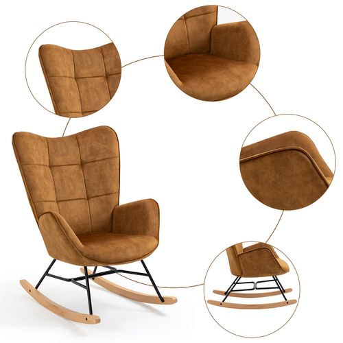 Fauteuil À Bascule En Tissu Marron