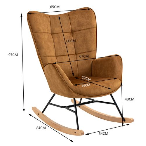 Fauteuil À Bascule En Tissu Marron