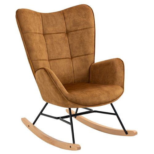 Fauteuil À Bascule En Tissu Marron