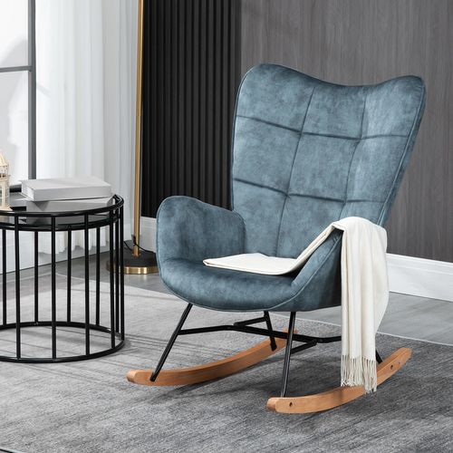 Fauteuil À Bascule En Tissu Bleu