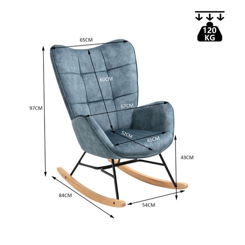 Fauteuil À Bascule En Tissu Bleu