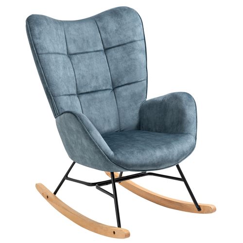 Fauteuil À Bascule En Tissu Bleu